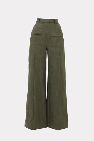 Olive High-Waist Wide-Leg Vintage Denim Pants