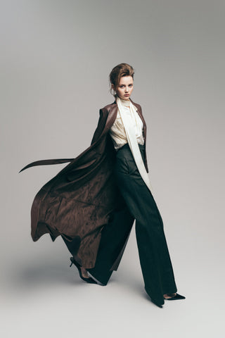 Olive High-Waist Wide-Leg Vintage Denim Pants
