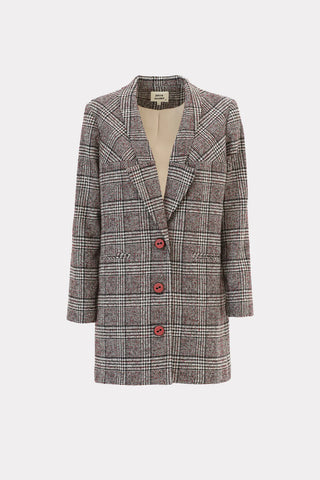 Oversized Single-Breasted Blazer Plaid