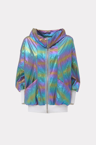 Oversized Zip-Up Bomber Jacket Multicolor