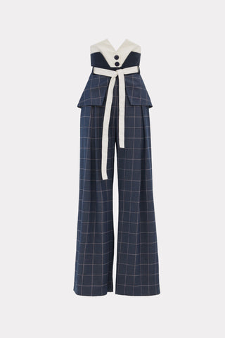 Flared Thin Denim Pants With Corset Waistband Blue
