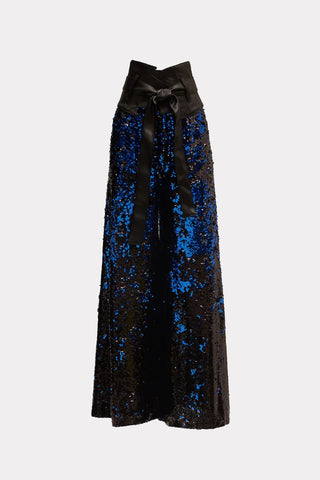 Palazzo Trousers With Double-Sided Sequins Black Blue