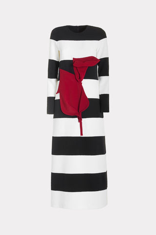 Striped Dress With Red Rose Accent