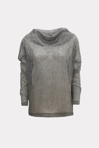 Party Semi-Sheer Glitter Drape Top Silver