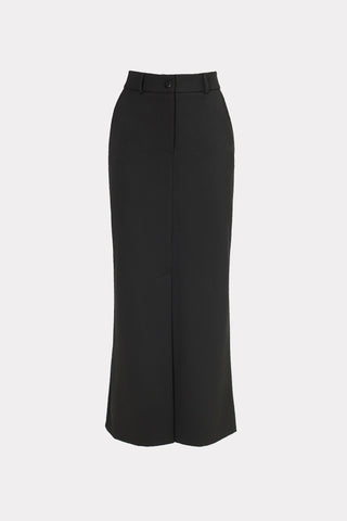 Pencil Maxi Skirt With Front Slit Black