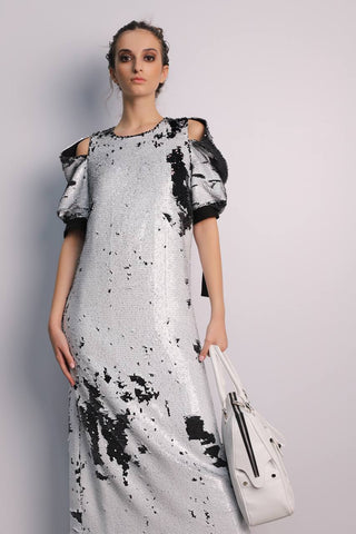 A-Line Dress With Reversible Sequins