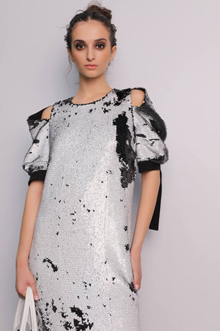 A-Line Dress With Reversible Sequins