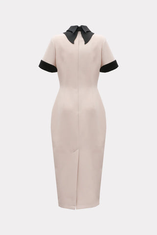 Polished Fitted Midi Short Sleeve Dress - Ecru