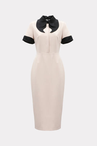 Polished Fitted Midi Short Sleeve Dress - Ecru