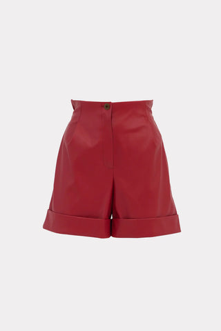 Faux Leather Shorts Red