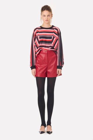 Faux Leather Shorts Red