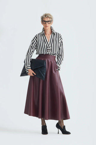 Relaxed Blouse, Drop Shoulders And V-Notch Neckline - Striped