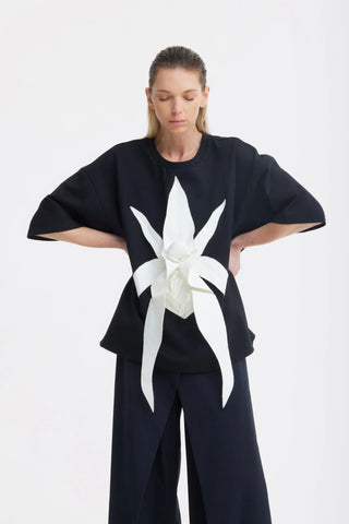 Relaxed Fit Knit Top – Black