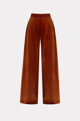 Ретро брюки-клёш из бархата — Терракотовые