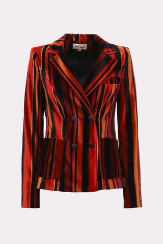 Retro Striped Jacket- Velvet Burgundy Red