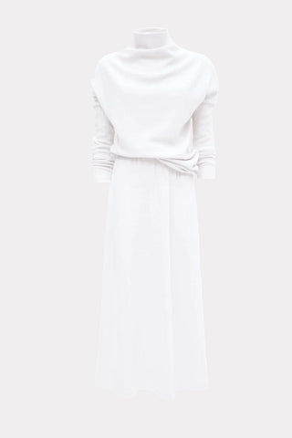 Rib Knit Suit Asymmetric Blouse & Basik Skirt White