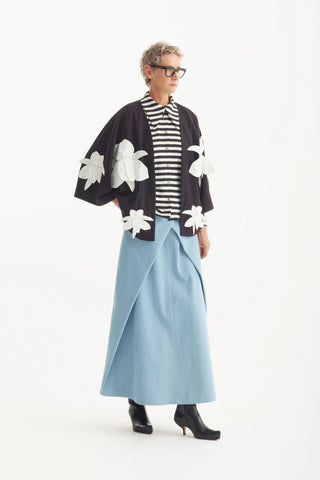 Silk-Lined Wrap Jacket With Dropped Sleeves Black