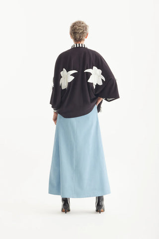 Silk-Lined Wrap Jacket With Dropped Sleeves Black