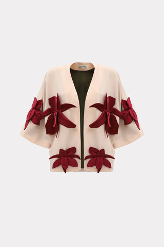 Silk-Lined Wrap Jacket With Dropped Sleeves Peach Nude