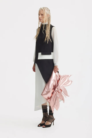 Sleeveless Asymmetric Midi Dress – Black & White