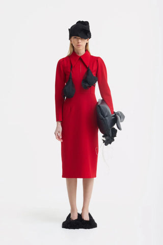 Rochie midi formală uni — roșu