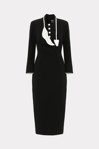 Стильное формальное приталенное миди-платье – чёрное