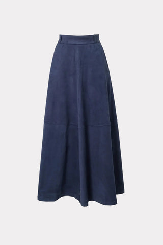 Suede Elegance Ankle-Length Flare Skirt Blue