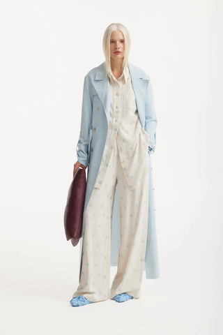 Belted Double-Breasted Trench Dress Light Blue