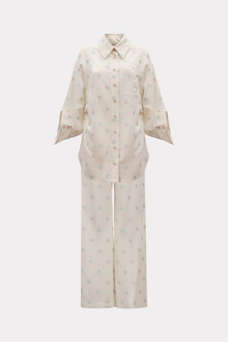 Set de vară din bumbac cu cămașă și pantaloni – imprimeu pastelat