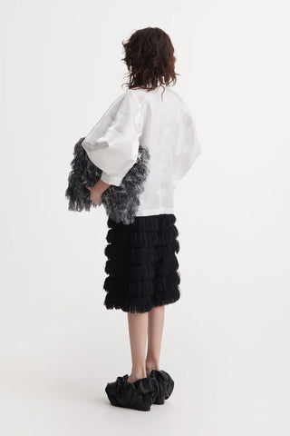 Вечерние бермуды с текстурной бахромой - чёрные