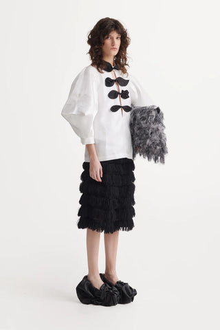 Вечерние бермуды с текстурной бахромой - чёрные