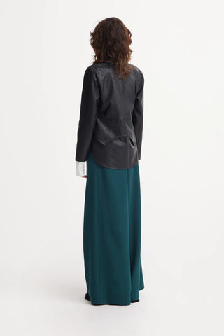 Брюки с эластичной высокой талией и широкими штанинами — зелёные