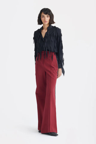 Semi-Sheer Evening Blouse - Textured Crepe Black