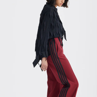 Semi-Sheer Evening Blouse - Textured Crepe Black