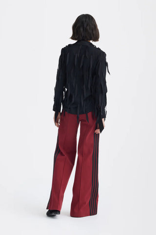 Semi-Sheer Evening Blouse - Textured Crepe Black