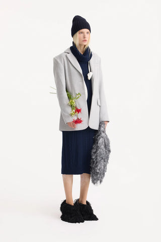 Классический удлинённый блейзер с лацканами – Серый