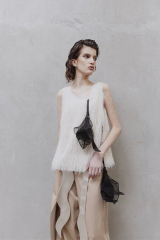 Fringe Sleeveless Top – Ivory