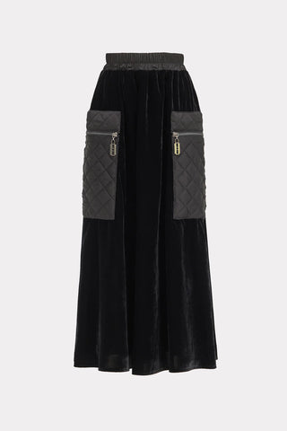 Trapeze Skirt With Patch Pockets Velvet Black