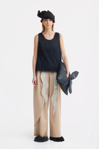 Брюки с запахом на высокой талии – Бежевые