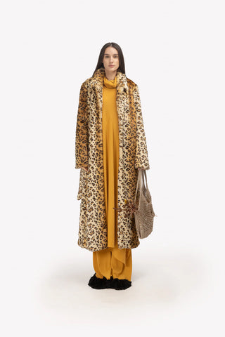 Demi-Season Animal Print Faux Fur Coat