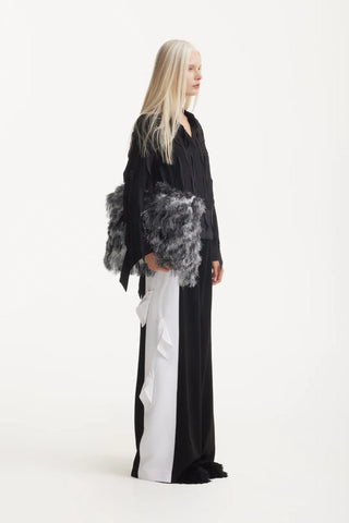 Pantaloni statement cu croi larg în două tonuri – Negru & Alb