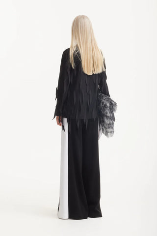 Pantaloni statement cu croi larg în două tonuri – Negru & Alb