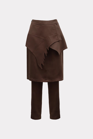 Fustă-pantalon hibrid unică din satin (maro)