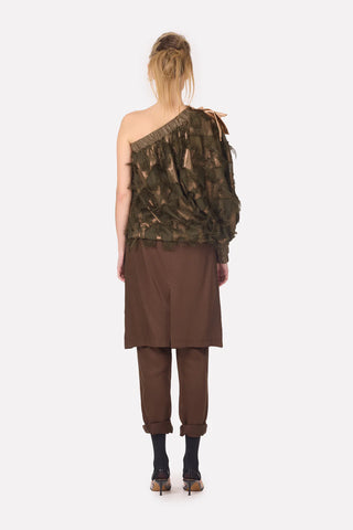 Designer Off-Shoulder Blouse Dark Green