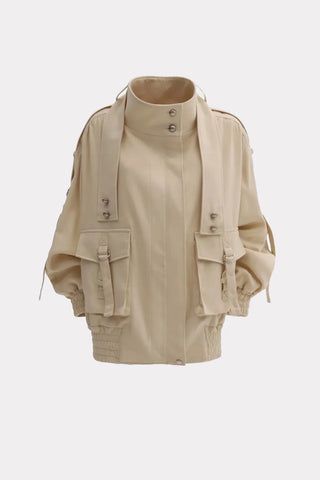 Urban Utility Soft Fleecy Knit Jacket Beige