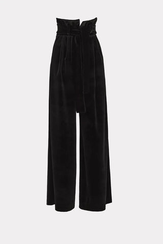 Velvet High Waist Trousers Black