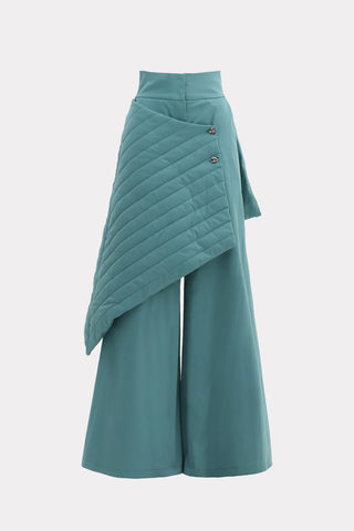 Vintage Wool Blend Quilted Pants Turquoise