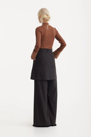 Warm Top With Cuffed Sleeves Melange Brown