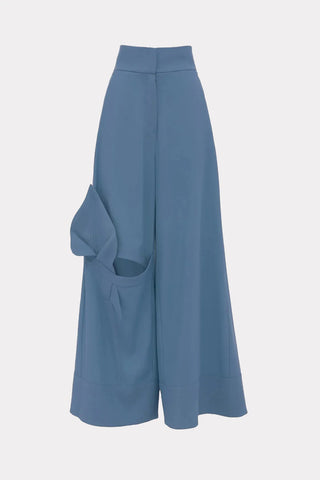 Wide Flared Trousers With Calla Flower Pale Blue