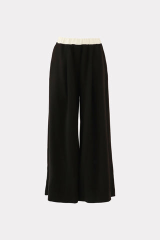 Wide-Leg Black Trousers With Contrasting Waistband White
